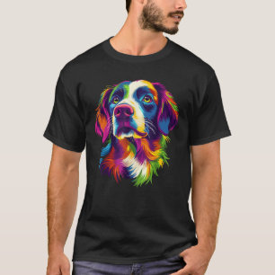 T-shirt Visage coloré d'Épagneul Breton Amoureux des chien