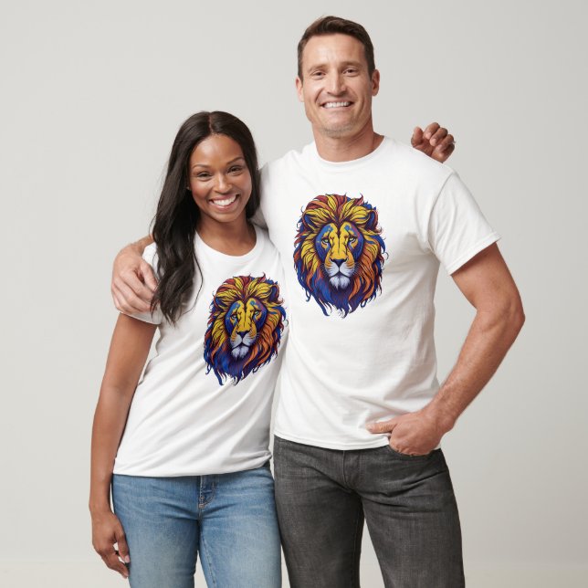 T-shirt Visage coloré du lion (Unisexe)