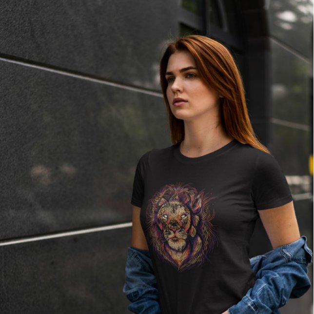 T-shirt Visage coloré du lion (Créateur téléchargé)