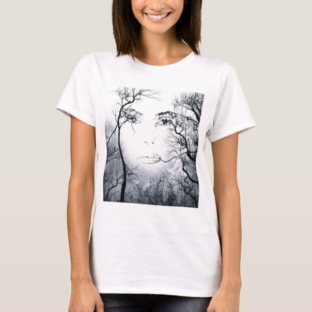 T-shirt visage-dans-arbre-illusion (Devant)