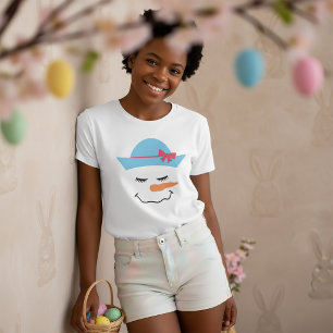 T-Shirt visage de bonhomme de neige avec chapeau b