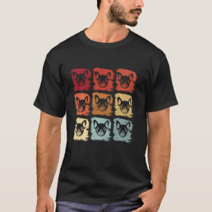 T-shirt Visage de Bouledogue Français Noir et Blanc Pop Ch