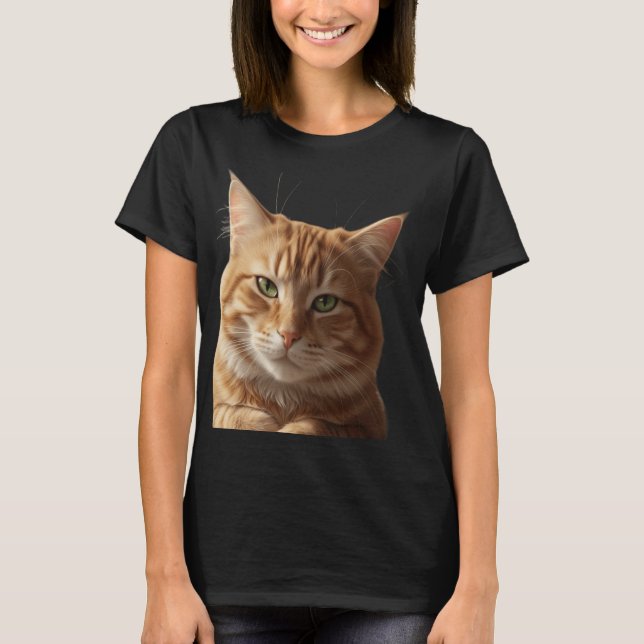 T-shirt visage de chat audacieux – Féroce et éléga (Devant)