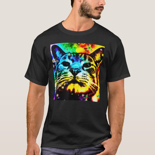 T-shirt Visage de chat de couleur profonde adorable chaton (Devant)