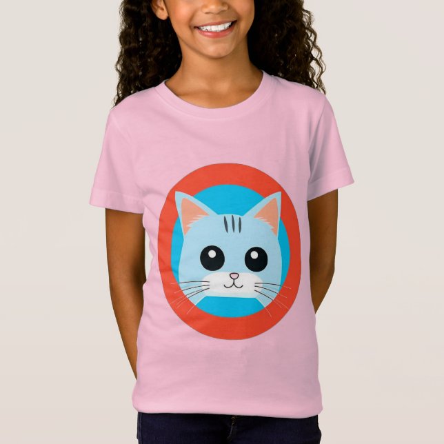 T-Shirt Visage de chat de dessin animé mignon (Devant)