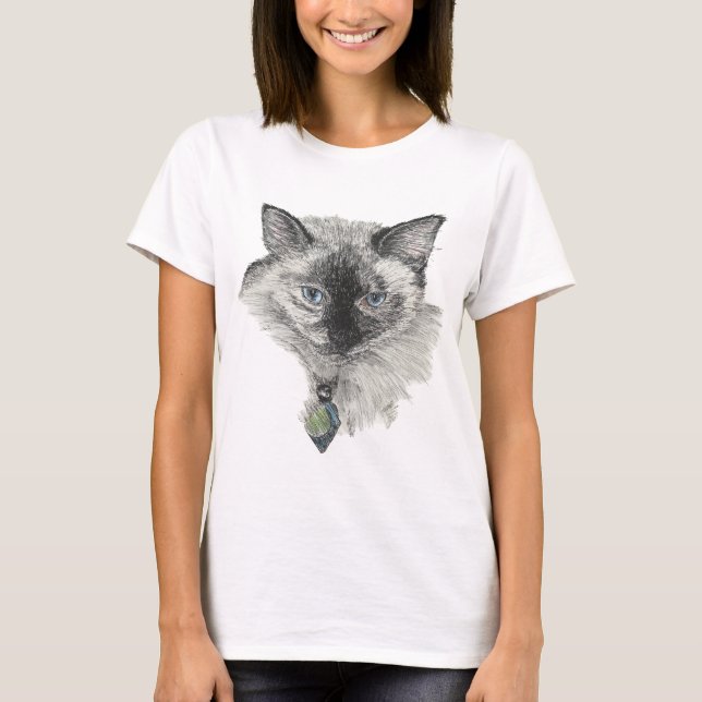 T-shirt Visage de chat de Siamese (Devant)