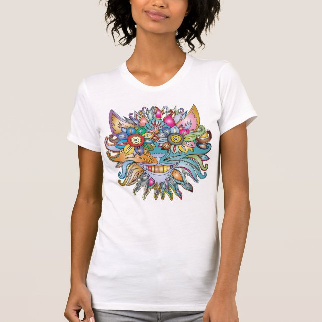 T-shirt Visage de chat de style bohème (Devant)