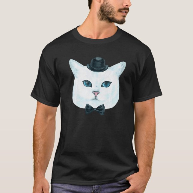 T-shirt Visage de chat funky blanc (Devant)