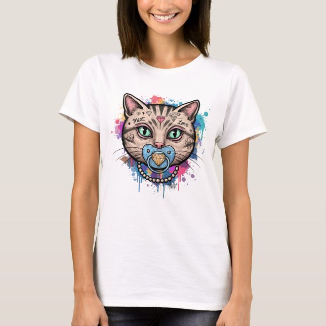 T-shirt Visage de chat Graffiti (Devant)