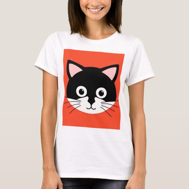 T-shirt Visage de Chat Mignon Illustration Vibrante (Devant)