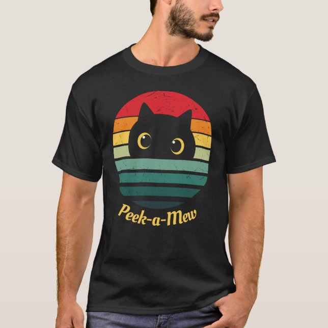 T-shirt visage de chat mignon Peek a Mew (Devant)