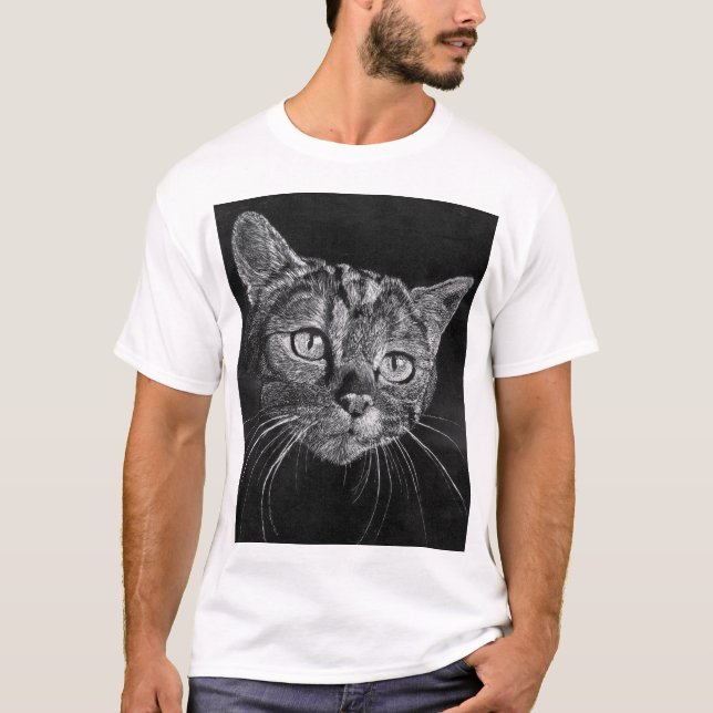 T-shirt Visage de chat mon dessin de lycée (Devant)