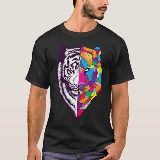 T-shirt Visage de chat tigre intrépide (Devant)