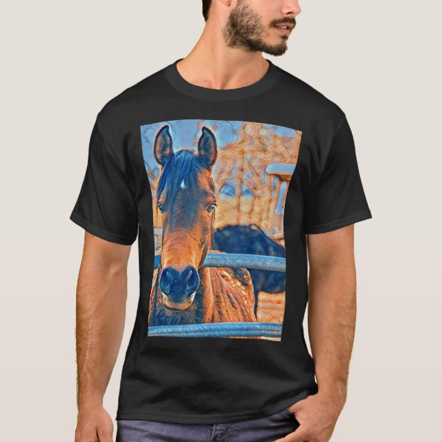 T-shirt Visage de cheval artistique (Devant)