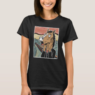 T-shirt Visage de cheval hurlant drôle Équitation Graphiqu