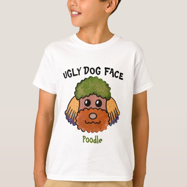 T-Shirt visage de chien caniche laid unique (Devant)