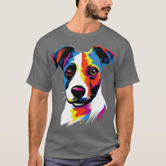 T-shirt Visage de chien coloré Russell Terrier Art JRT