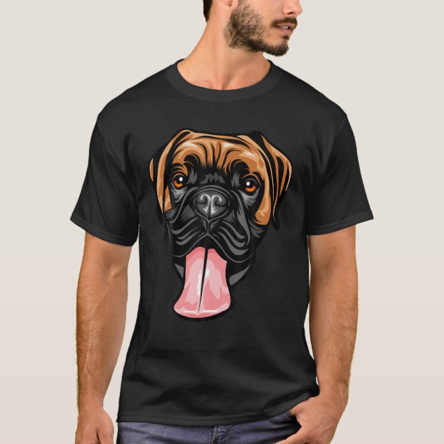T-shirt Visage de chien de cool Boxer (Devant)