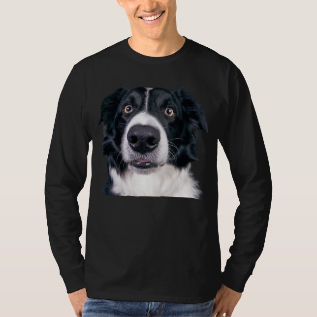 T-shirt Visage de chien noir et blanc (Devant)