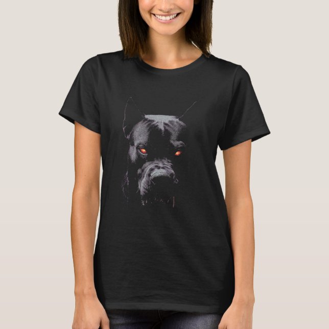 T-shirt Visage de chien Pitbull effrayant (Devant)
