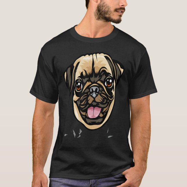 T-shirt Visage de chien Pug cool (Devant)