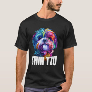 T-shirt Visage de chien Shih Tzu coloré pour amateur de Sh