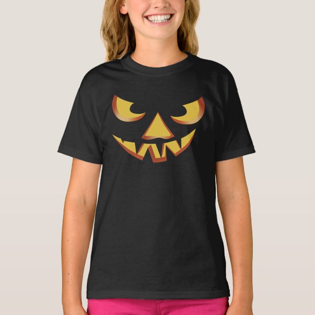 T-shirt Visage de citrouille 3 pour Halloween (Devant)