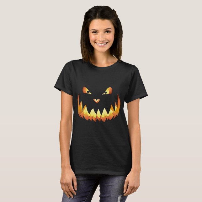 T-shirt Visage de citrouille 4 pour Halloween (Devant entier)