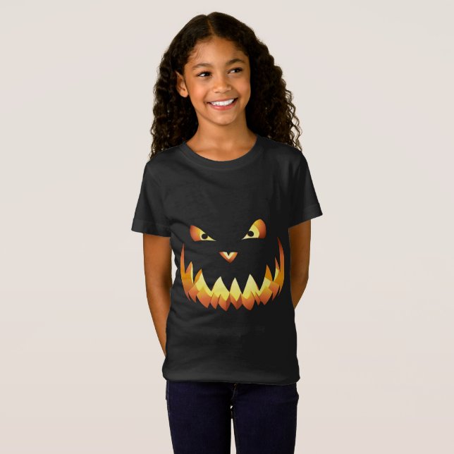 T-Shirt Visage de citrouille 4 pour Halloween (Devant entier)