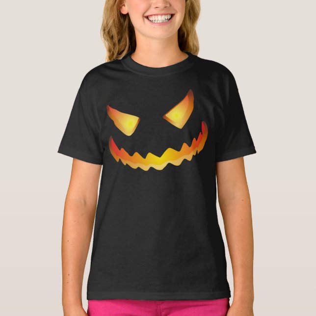 T-shirt Visage de citrouille 6 pour Halloween... (Devant)