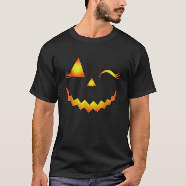 T-shirt Visage de Citrouille de Jack O Lantern Cils Cospla (Devant)