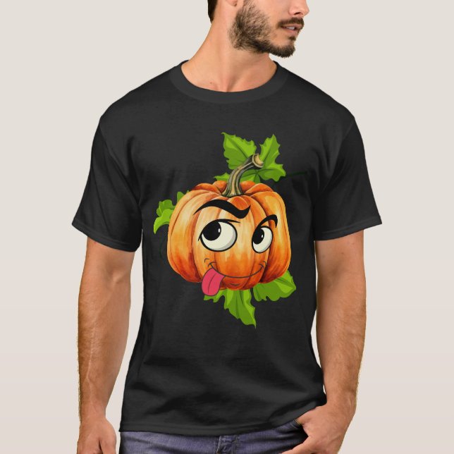 T-shirt Visage de Citrouille drôle d'Halloween (Devant)