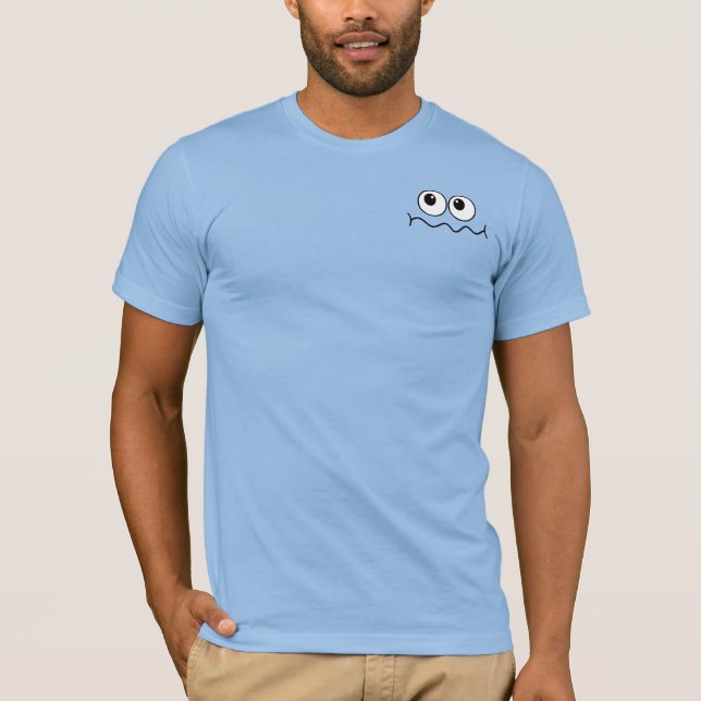 T-shirt Visage de Dessin Animé Drôle Devant et Derrière (Devant)