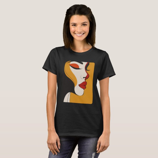 T-shirt Visage de femme Abstraite (Devant entier)