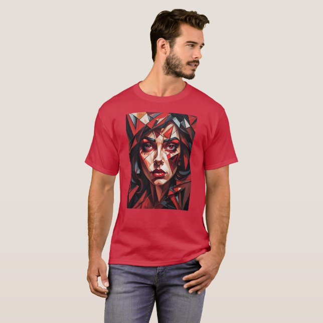 T-shirt Visage de femme Abstraite (Devant entier)
