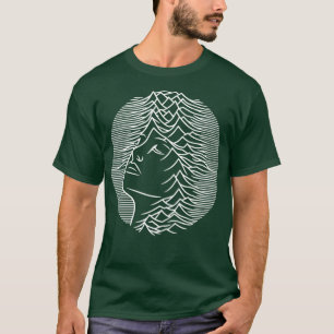 T-shirt visage de femme avec vagues géométriques