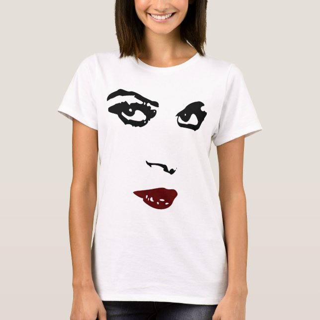 T-shirt Visage de femme, dessin de fusain numérisé (Devant)