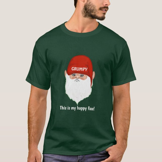 T-Shirt visage de gnome grincheux drôle (Devant)