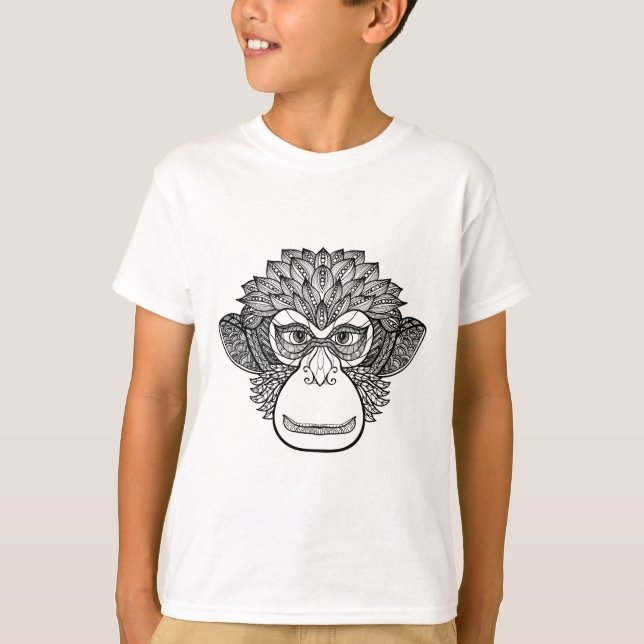 T-shirt Visage de griffonnage de singe (Devant)