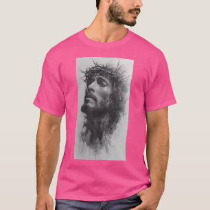 T-shirt Visage De Jésus Couronne D'Épines La Foi Chrétienn
