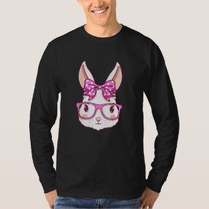 T-shirt Visage De Lapin Avec Lunettes De Soleil Pour Fille