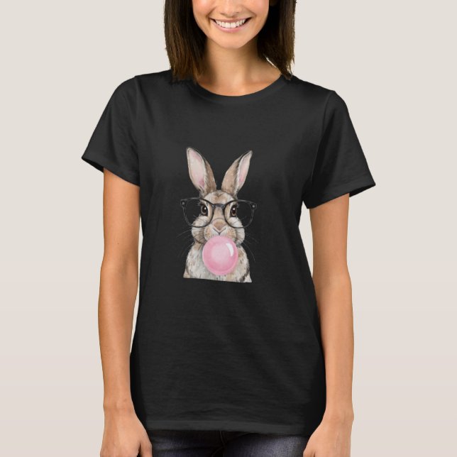 T-shirt Visage de lapin avec lunettes de teinture de nouil (Devant)