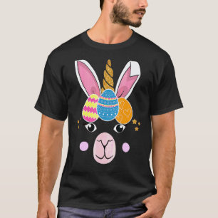 T-shirt Visage de lapin drôle et mignon lama jour de Pâque