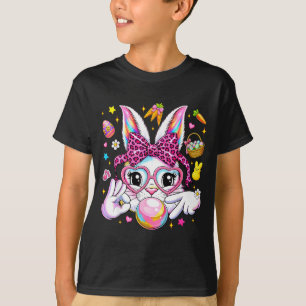 T-shirt Visage de lapin mignon léopard coquette bow six