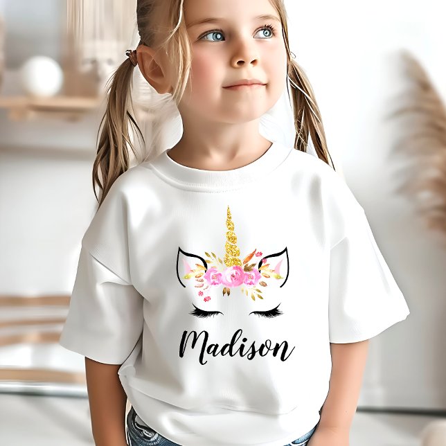 T-shirt Visage de Licorne Avec Cils Personnalisé Nom (Créateur téléchargé)