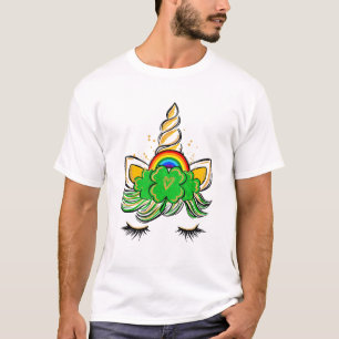 T-shirt Visage de Licorne St Patrick's Day Filles Irlandai