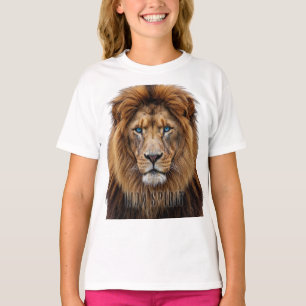 T-shirt Visage de lion majestueux aux yeux bleus   Faune A