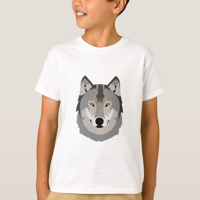 T-shirt Visage de loup gris mignon et Cool, animal illustr (Devant)