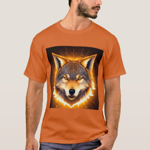 T-shirt Visage de Loup Radieux Illuminé par une Lumière Do