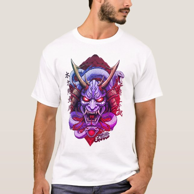 T-Shirt Visage de Monstre aux Yeux de Serpent   (Devant)